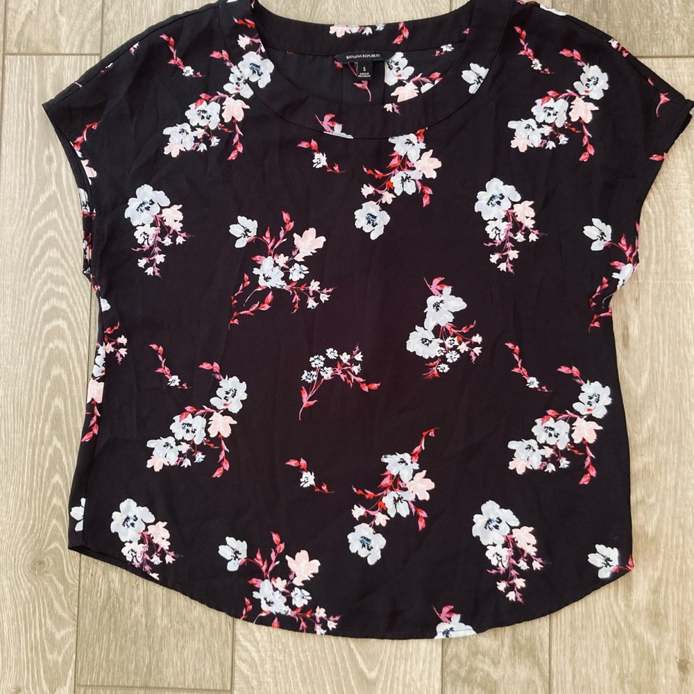 Banana Republic Black Floral Blouse